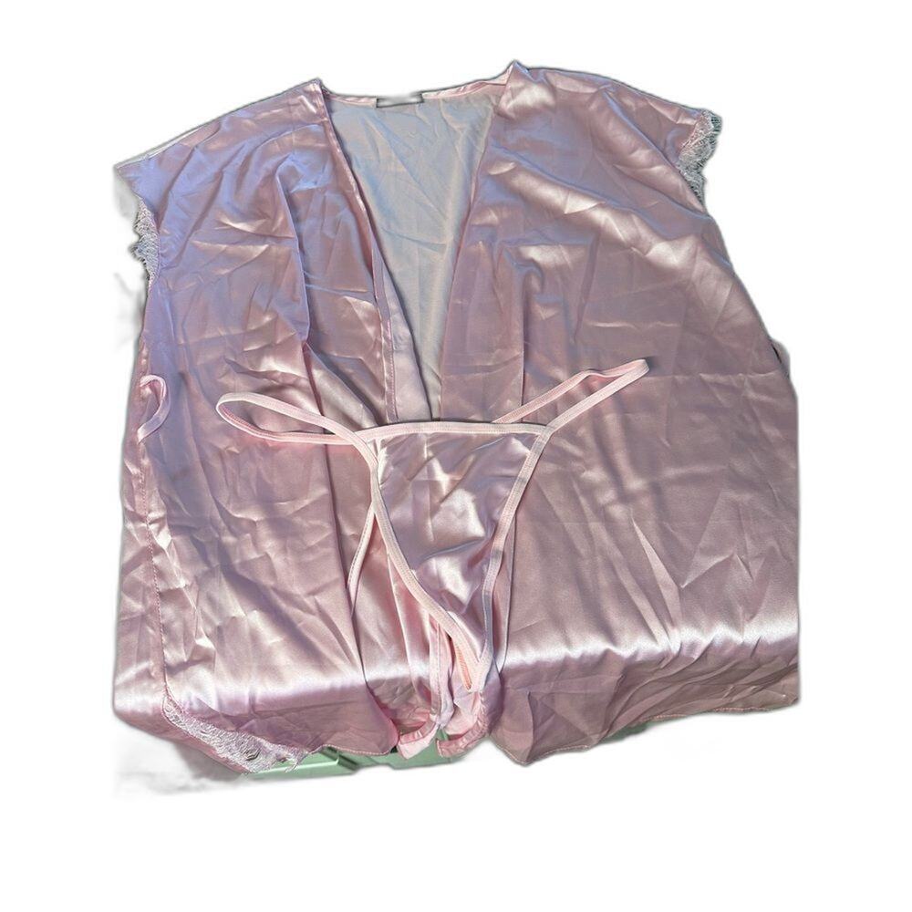 Avidlove Kimono Satin RobeThong Set Size L Pink (257)